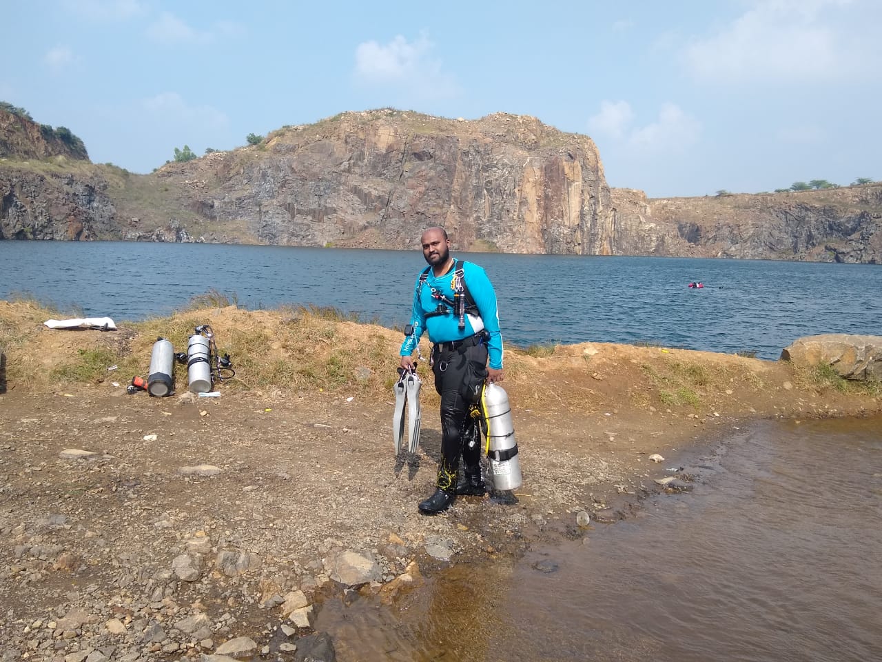 Technical diver underwater